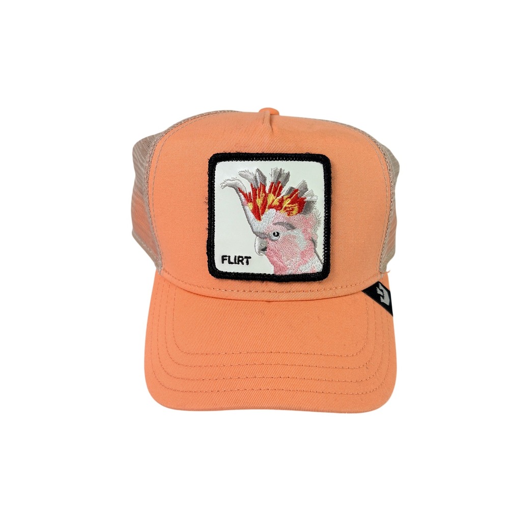 Goorin Bros The Farm Flirt Cockatoo Snapback Trucker Hat Peach Orange Bird